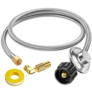 alloxity 5ft gas grill propane adapter hose with regulator to 5-40lb propane tanks, qcc1 to 3/8 female flare nut & adapter for blackstone griddle 17/22'',heater,weber grill conversion kit replacement
