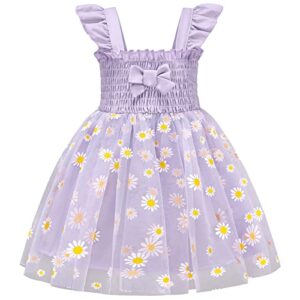 urmagic toddler girls ruffle sleeveless dresses daisy solid a-line summer casual party sundress 12m-5y