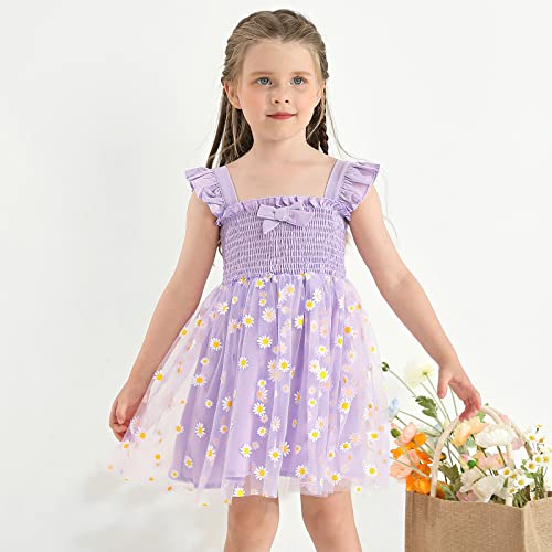 URMAGIC Toddler Girls Ruffle Sleeveless Dresses Daisy Solid A-line Summer Casual Party Sundress 12M-5Y