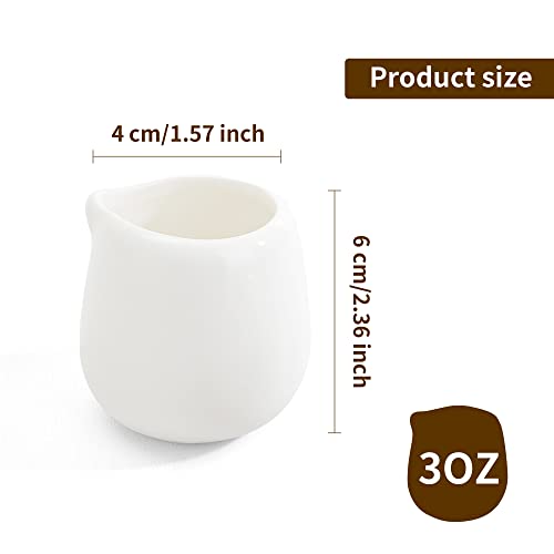 12Pack 3 oz Mini Cream Pitcher, Mini Ceramic Cream Pitcher, Small Cream Jugs, White Porcelain Cream Pitcher for Milk, Coffee, Jam, Sauces