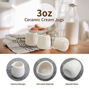 12Pack 3 oz Mini Cream Pitcher, Mini Ceramic Cream Pitcher, Small Cream Jugs, White Porcelain Cream Pitcher for Milk, Coffee, Jam, Sauces