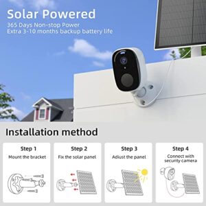 Rraycom 2K QHD Color Night Vision Solar Security Cameras Wireless Outdoor, 5200mah Battery, IP65 Waterproof, Two-Way Audio, AI Motion Detection, Alexa Compatible-3PACK BW4 with Solar Panel