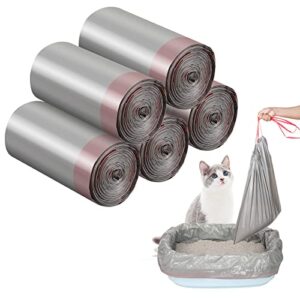 50 count jumbo cat litter box liners large drawstring cat litter liners unscented tear resistant cat litter bags for trash waste to keep your home clean (gray, red,39 x 22 inch)
