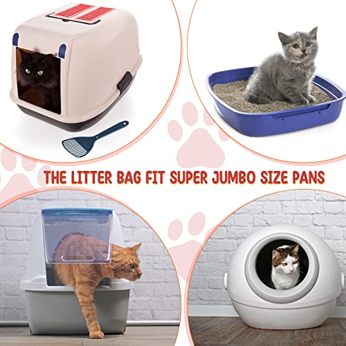 50 Count Jumbo Cat Litter Box Liners Large Drawstring Cat Litter Liners Unscented Tear Resistant Cat Litter Bags for Trash Waste to Keep Your Home Clean (Gray, Red,39 x 22 Inch)