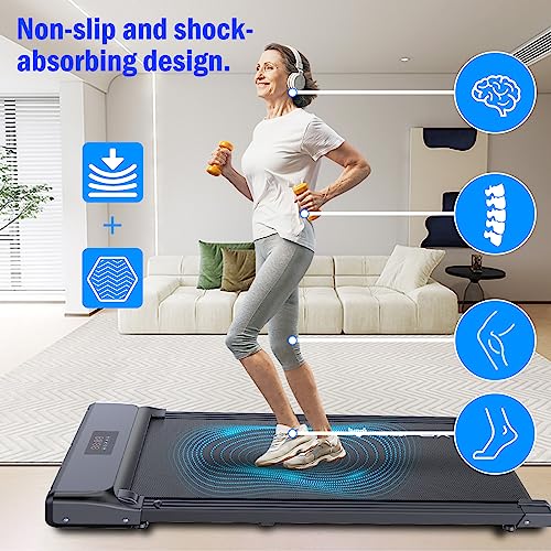 Icefox Under Desk Treadmill, 2.25HP Walking Pad Desk Treadmill for Home with LED Display and Remote Control, Desk Treadmill for Office Under Desk, 265 Lbs Capacity