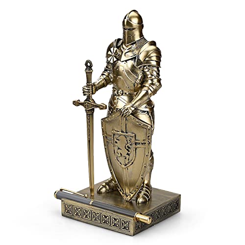 HDMbigmi King's Guard Ornament Knight Statue for Desk, Desktop Accessories Pen Holder Pen Stand Paperweight for Office and Home (Bronze)