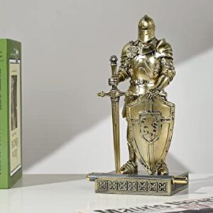 HDMbigmi King's Guard Ornament Knight Statue for Desk, Desktop Accessories Pen Holder Pen Stand Paperweight for Office and Home (Bronze)