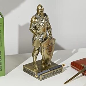 HDMbigmi King's Guard Ornament Knight Statue for Desk, Desktop Accessories Pen Holder Pen Stand Paperweight for Office and Home (Bronze)