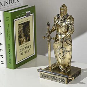 HDMbigmi King's Guard Ornament Knight Statue for Desk, Desktop Accessories Pen Holder Pen Stand Paperweight for Office and Home (Bronze)