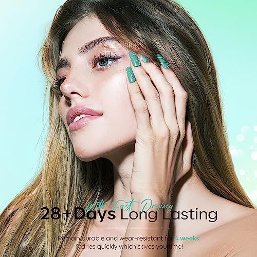 Modelones Ethereal Green Gel Nail Polish Set - 6 Colors Mermaid Lagoon Gel Polish Kit Dark Green Glitter Turquoise Gel Polish Soak Off LED Nail Lamp Gel Nail Kit Home Gifts DIY Salon for Women