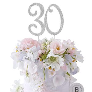 Honbay 30 Cake Topper Sparkly Crystal Rhinestones Cake Topper Cake Decoration for 30th Birthday Party or or 30th Wedding Anniversary (Silver)
