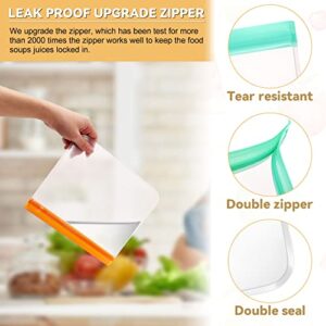 12Pack Reusable Food Storage Bags,Leakproof Reusable Freezer Bags,Extra Thick Reusable Gallon Bags,Food Grade Silicone Food Bags for Snack Sandwich Fruit Meat Travel Items,BPA Free