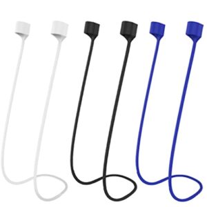airpod strap,magnetic anti-lost airpod neck strap lanyard for airpods pro/2/3 soft silicone airpod accessories holder strap for running,fitness,dancing 3 pcs(white/blue/black)