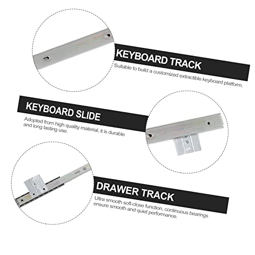 WOONEKY Keyboard Rails Keyboard Tray 1 Pair Full Slide Thickness White Construction Side Bearing Inches Mounting Furniture Stand Slide-Out Out Duty Steel Metal Mount Track Drawer