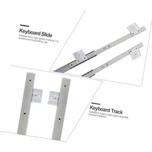 WOONEKY Keyboard Rails Keyboard Tray 1 Pair Full Slide Thickness White Construction Side Bearing Inches Mounting Furniture Stand Slide-Out Out Duty Steel Metal Mount Track Drawer