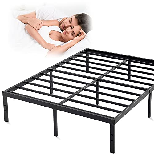 HISKIWUU Full Size Bed Frame Heavy Duty 3500 Lbs 14 Inches,Full Bed Frame Easy to Assemble Anti-Slip Noise Free,Bed Frame Full Size No Box Spring Needed,Under Bed Storage,Black