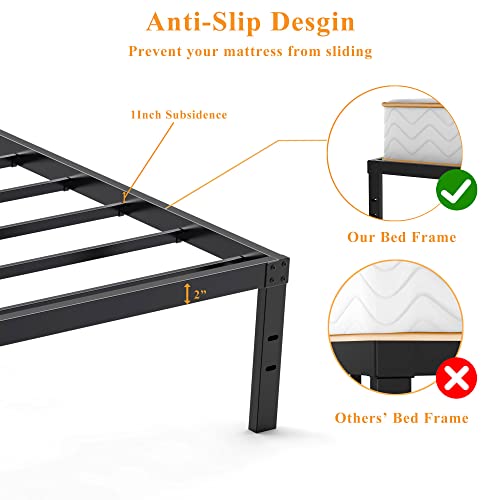 HISKIWUU Full Size Bed Frame Heavy Duty 3500 Lbs 14 Inches,Full Bed Frame Easy to Assemble Anti-Slip Noise Free,Bed Frame Full Size No Box Spring Needed,Under Bed Storage,Black