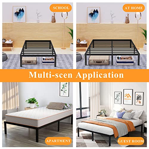 HISKIWUU Full Size Bed Frame Heavy Duty 3500 Lbs 14 Inches,Full Bed Frame Easy to Assemble Anti-Slip Noise Free,Bed Frame Full Size No Box Spring Needed,Under Bed Storage,Black