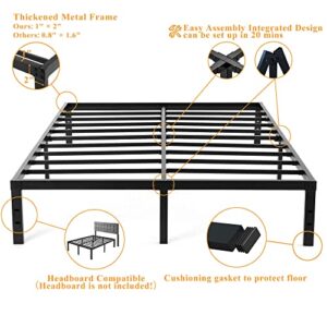 HISKIWUU Full Size Bed Frame Heavy Duty 3500 Lbs 14 Inches,Full Bed Frame Easy to Assemble Anti-Slip Noise Free,Bed Frame Full Size No Box Spring Needed,Under Bed Storage,Black