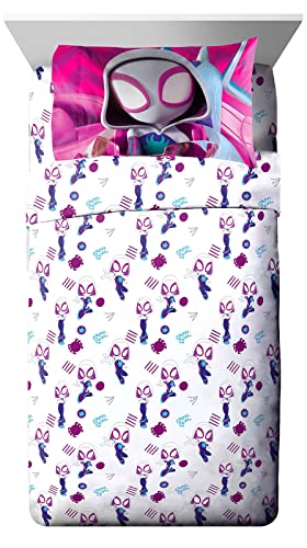 Marvel Spidey & His Amazing Friends Ghost Spider Gwen Twin Size Sheet Set - Super Soft Kids 3 Piece Bedding Set - Fade Resistant Microfiber Sheets