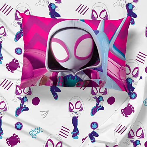 Marvel Spidey & His Amazing Friends Ghost Spider Gwen Twin Size Sheet Set - Super Soft Kids 3 Piece Bedding Set - Fade Resistant Microfiber Sheets