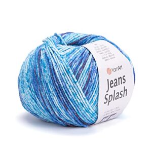 YarnArt Jeans Splash - Variegated Sport Yarn 55% Cotton 45% Acrylic 1 Skein/Ball 50 gr 174 yds Cotton Yarn Knitting Yarn Soft Yarn amigurumi Cotton Yarn (944)