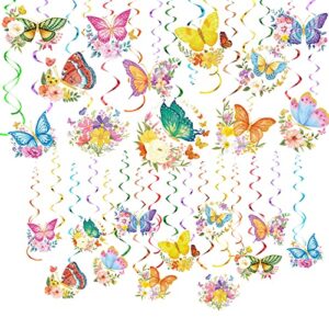 30 pcs butterfly party decorations flowers hanging decorations butterfly hanging ceiling swirl for home baby shower 1st birthday 1st birthday classroom garden