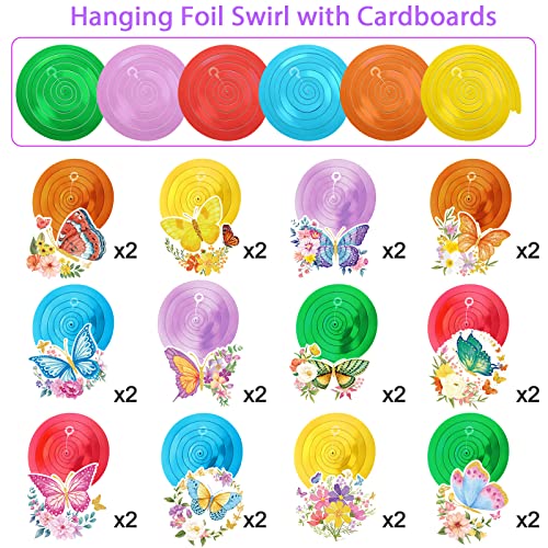 30 Pcs Butterfly Party Decorations Flowers Hanging Decorations Butterfly Hanging Ceiling Swirl for Home Baby Shower 1st birthday 1st birthday Classroom Garden