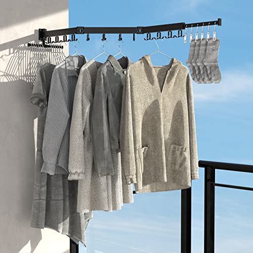 Misounda Wall Mounted Clothes Drying Rack Retractable Clothes Drying Rack Tri-Fold Laundry Drying Rack,Drying Rack Collapsible,Space Saver,for Balcony,Laundry,Patio,Closet,Bathroom,Bedroom