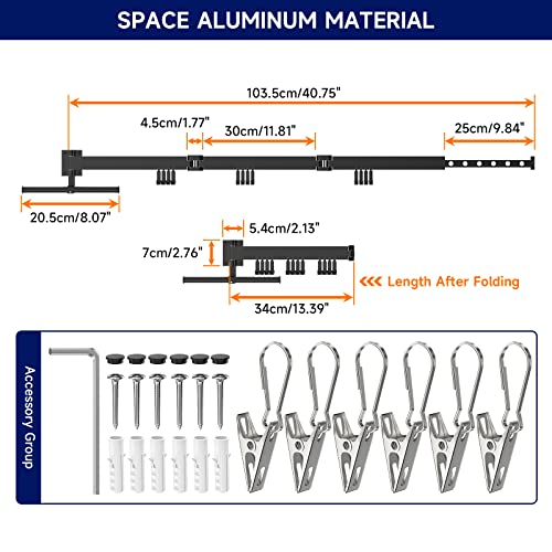 Misounda Wall Mounted Clothes Drying Rack Retractable Clothes Drying Rack Tri-Fold Laundry Drying Rack,Drying Rack Collapsible,Space Saver,for Balcony,Laundry,Patio,Closet,Bathroom,Bedroom