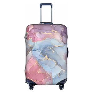 pink blue marble luggage cover elastic washable stretch suitcase protector anti-scratch travel suitcase cover for kid and adult l (25-28 inch suitcase)