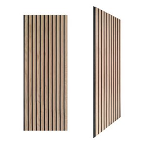 3d slat wood wall panels acoustic panels for interior wall decor natural oak | wood slat for wall | soundproof | 42.5” x 17” each | set of 2 wood panels for walls