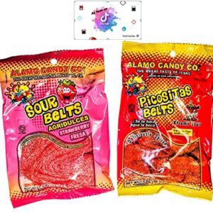 Chamoy Pickle Kit, Mexican Sour Candy Dulces, Delicious Sour Belts, Lucas 7 Pc