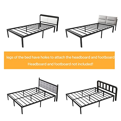AGXI 14 Inch Metal Platform Bed Frame No Box Spring Required,Full Size Bed FramesSteel Slat Support, 3,500 lbs Heavy Duty Non-Slip Steel Slats Support, Easy Assembly Mattress Foundation