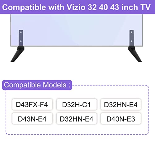 TV Base Stand for Vizio TV Legs Replacement, for Vizio 32 inch 40 inch 43 inch Smart TV, for Vizio D32H-C1 D32HN-E4 D32HN-E4 D40N-E3 D43FX-F4 D43N-E4 TV Base Stand for Vizio TV Stand with Screws