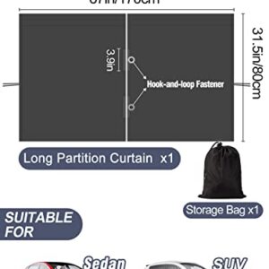 Car Divider Curtain - Wide Car Privacy Blackout Shades with Storage Bag for Baby Nap, Removable Sedan SUV Van Sunshade Covers Screen for Car Camping Sleeping Accessories