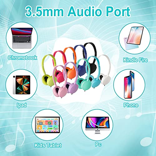 100 Pack Classroom Kids Headphones Bulk 10 Colourful Class Set of Headphones for Students Children Toddler Boys Girls Teen and Adult (100 Mixed)