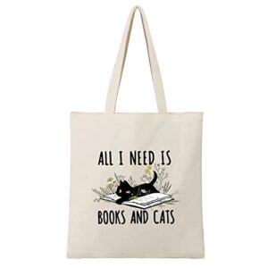 jmmdy canvas tote bag for woman,reusable fabric bags funny aesthetic tote bag with zipper cute cat flower tote bag reusable grocery bags book lightweight