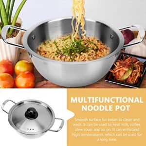 ERINGOGO Pots Korean Ramen Noodle Pot, 2000ml Stainless Steel Stockpot Soup Cooking Pot with Lid, Nonstick Saucepan Small Pasta Pot, Camping Cookware for Stovetop, Induction Korean Movies