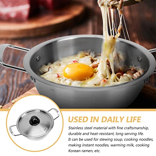 ERINGOGO Pots Korean Ramen Noodle Pot, 2000ml Stainless Steel Stockpot Soup Cooking Pot with Lid, Nonstick Saucepan Small Pasta Pot, Camping Cookware for Stovetop, Induction Korean Movies