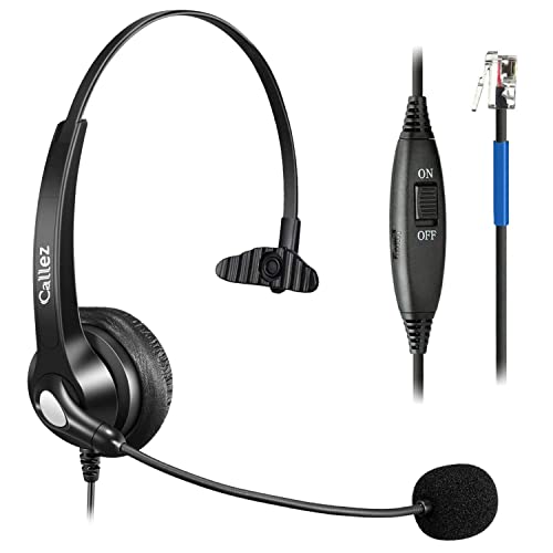 Callez RJ9 Phone Headset Compatible with Cisco 7841 7942 7821 8841 7962 7945 7965 8845 8851 7811 7941, Telephone Headset with Noise Cancelling Microphone & Mute Switch for Cisco IP Phones