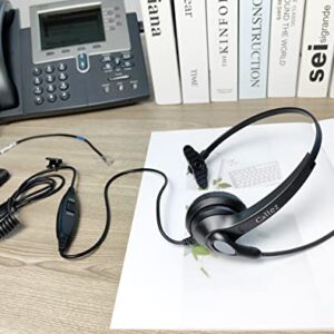 Callez RJ9 Phone Headset Compatible with Cisco 7841 7942 7821 8841 7962 7945 7965 8845 8851 7811 7941, Telephone Headset with Noise Cancelling Microphone & Mute Switch for Cisco IP Phones