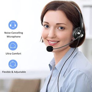 Callez RJ9 Phone Headset Compatible with Cisco 7841 7942 7821 8841 7962 7945 7965 8845 8851 7811 7941, Telephone Headset with Noise Cancelling Microphone & Mute Switch for Cisco IP Phones