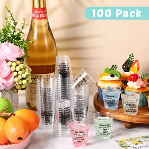 Amyhill 100 Pcs Clear Plastic Disposable Cups 2 oz Mini Shot Glasses Small Shot Cups for Wedding Party Tasting Dessert Wine Condiments Sauce Samples Dipping