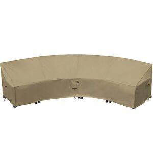 flexiyard curved patio furniture cover for outdoor sectional sofa, 190"(128") reinforced waterproof 600d patio sectional couch cover, half moon lawn outside garden furniture winter protective cover