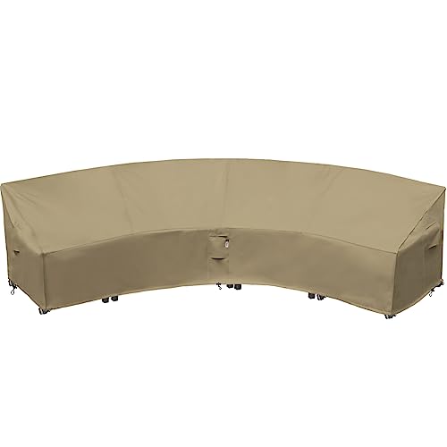 Flexiyard Curved Patio Furniture Cover for Outdoor Sectional Sofa, 190"(128") Reinforced Waterproof 600D Patio Sectional Couch Cover, Half Moon Lawn Outside Garden Furniture Winter Protective Cover