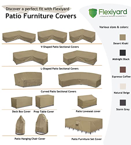 Flexiyard Curved Patio Furniture Cover for Outdoor Sectional Sofa, 190"(128") Reinforced Waterproof 600D Patio Sectional Couch Cover, Half Moon Lawn Outside Garden Furniture Winter Protective Cover