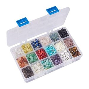 CZDYUF 18 Color Chips Beads Irregular Shaped Beads Tumbled Gemstone Chips Crystal Crushed Bead DIY Making Supplies Kits