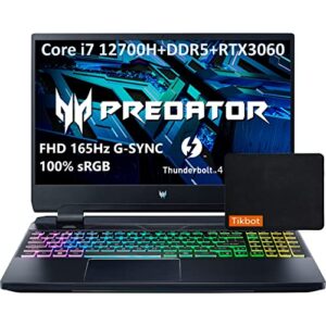 acer predator helios 300 gaming laptop 15.6" fhd ips 165hz display 12th intel 14-core i7-12700h - geforce rtx 3060 rgb backlit usb-c thunderbolt 4 hdmi2.1 + mouse pad (32gb ram | 1tb pcie ssd)