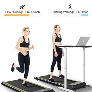 AKSO Walking Pad Under-Desk Treadmill, 300lbs Capacity, Quiet 3.8mph, LED Display Remote Control &APP, Portable Mini Desk Treadmill for Home Office Small Apartment